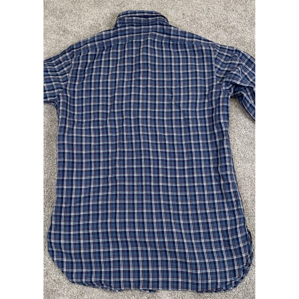 Polo Ralph Lauren Long Sleeved Linen Blend Workshirt‎ Blue Plaid Men's Small - Picture 2 of 8